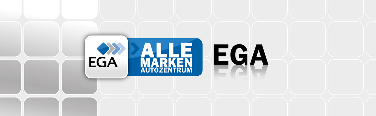 Info Bild mit EGA Alle Marken-Logo, dem Schriftzug EGA sowie in der Hintergrundgestaltung aufgegriffene EGA-Raute 