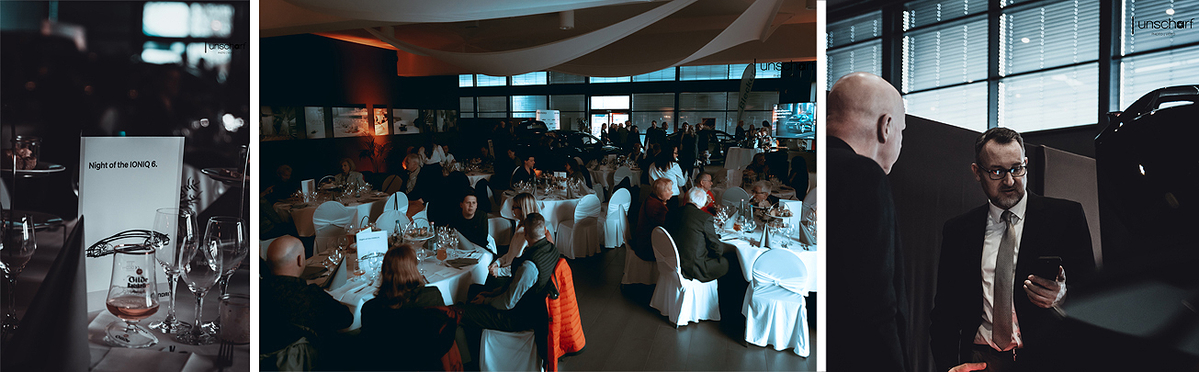 Fotocollage von einem Hyundai-Event im Autohaus-Blecker mit Vorstellung eines neuen Hyundai-Modells.