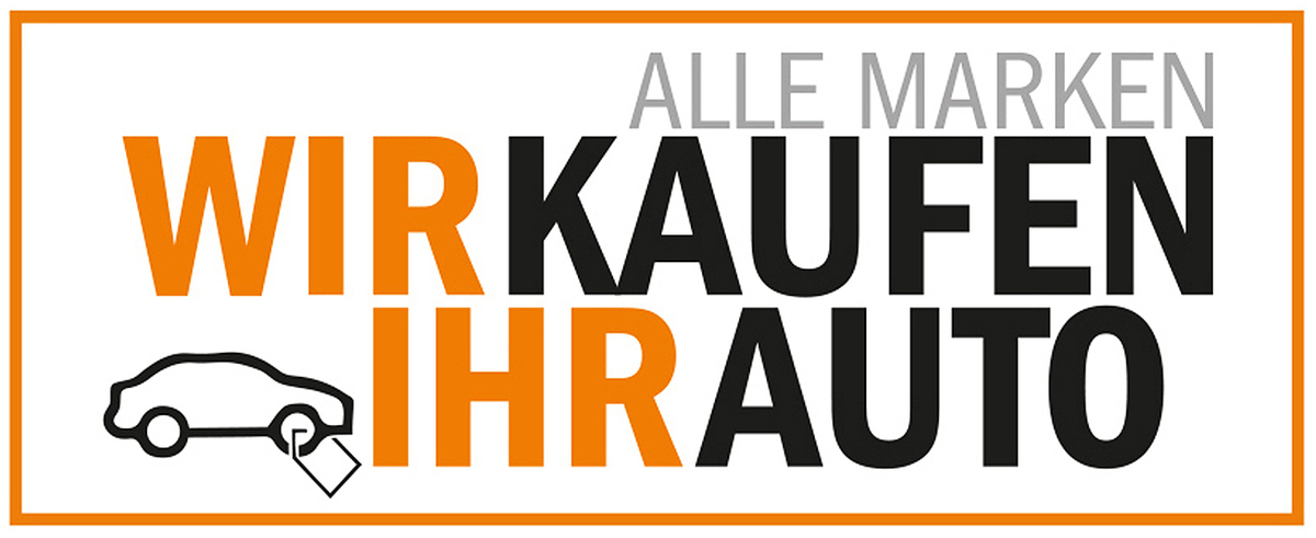 Wort Bild-Marke ALLE MARKEN Wir kaufen ihr Auto mit einem Autopiktogramm mit Preisschild am Reifen